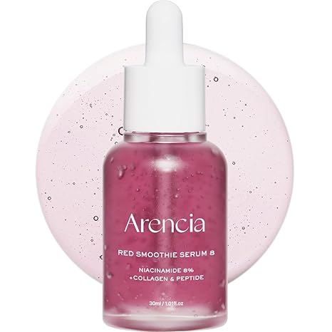 Red Collagen + Peptide Smoothie Serum, 8% Niacinamide, Vitamin C, Vitamin E, lifting anti-aging serum for skin texture for glass skin