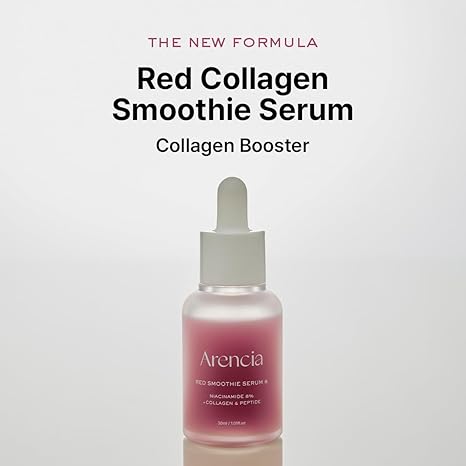 Red Collagen + Peptide Smoothie Serum, 8% Niacinamide, Vitamin C, Vitamin E, lifting anti-aging serum for skin texture for glass skin