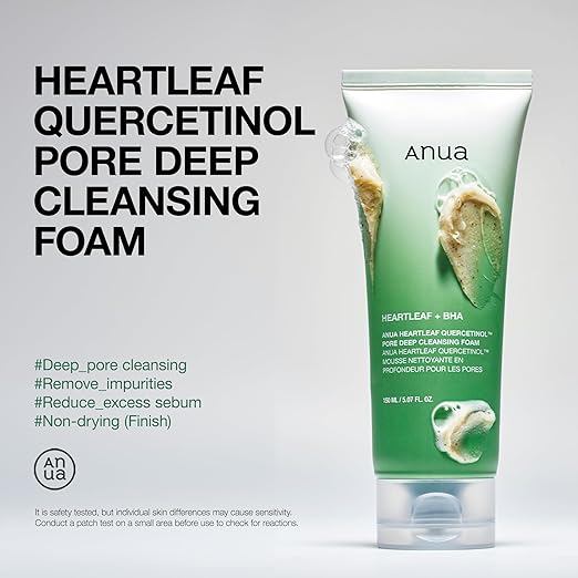 ANUA Heartleaf Quercetinol Pore Deep Cleansing Foam, Facial Cleanser, for Double Cleansing