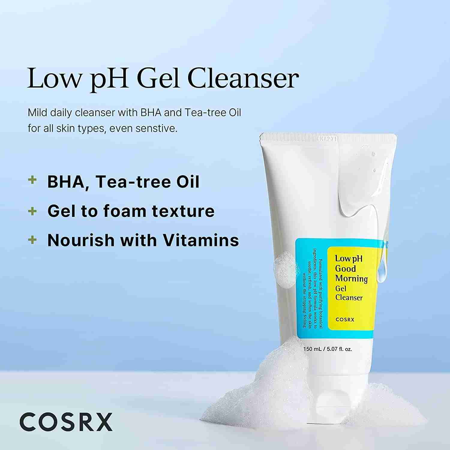 Cosrx Low Ph Good Morning Gel Cleanser (Pack Size:150ml)